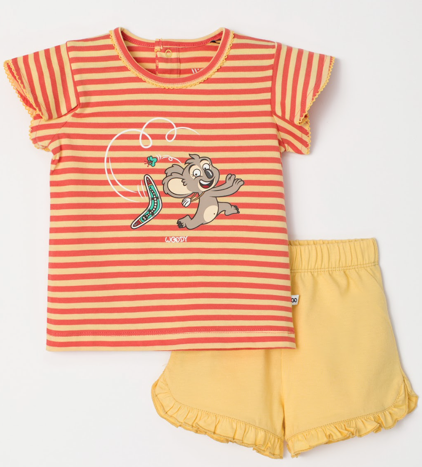 Woody Pyjama korte mouwen girls koala gestreept