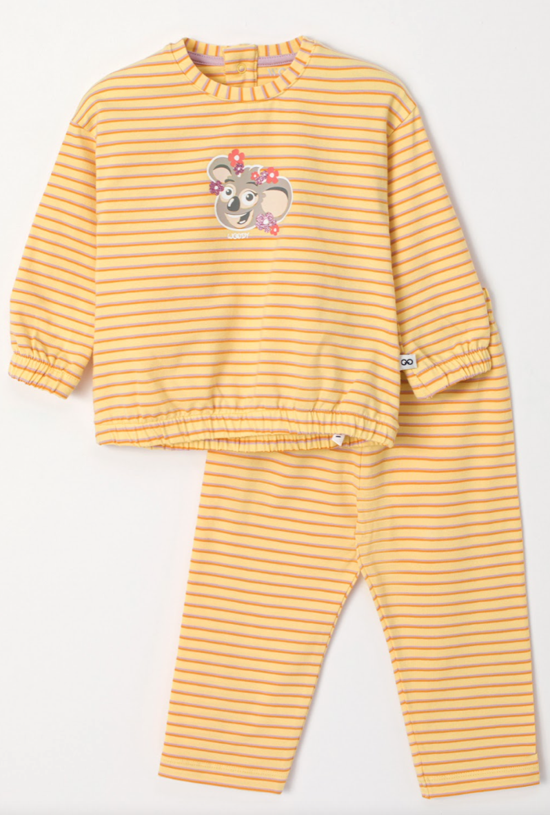 Woody Pyjama Koala geel lange mouwen